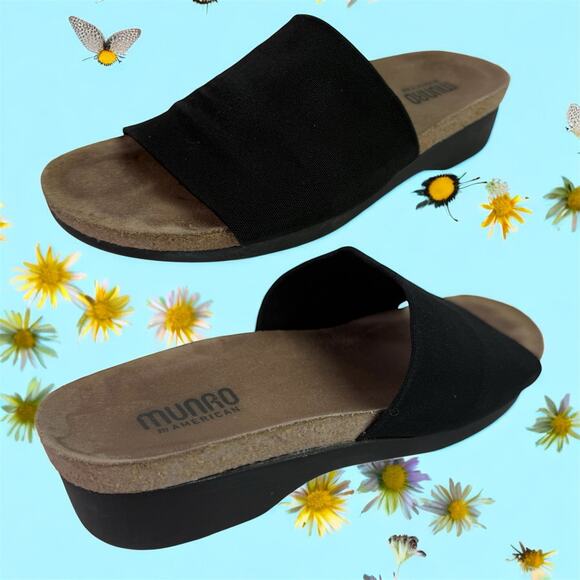 Munro Shoes - Munro American Women's 7.5 M Black Casita Slide Sandals Comfort Arch Support